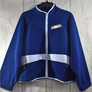 Women’s Nike Sportswear Swoosh Oversized Sherpa XSmall Jacket Coat BLUE LS Zip